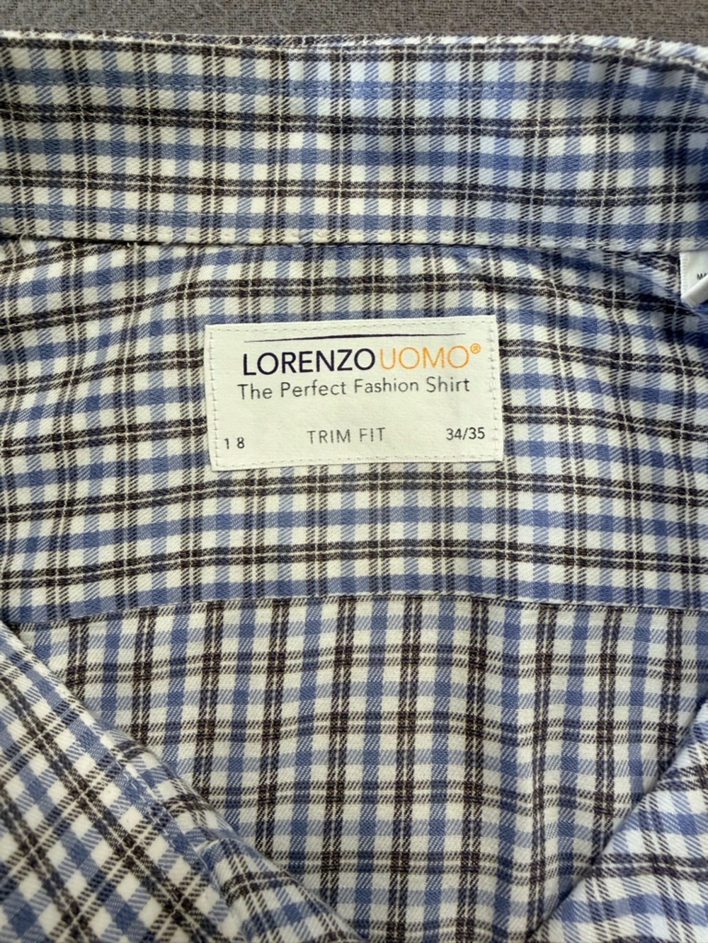Lorenzo Uomo Blue and White Check Trim Fit Shirt
